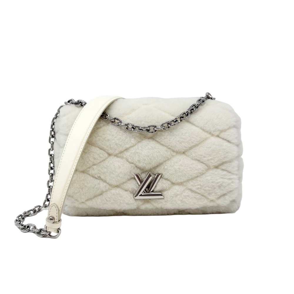 Louis Vuitton Malletage GO-14 MM Shearling Fur Twist White Silver